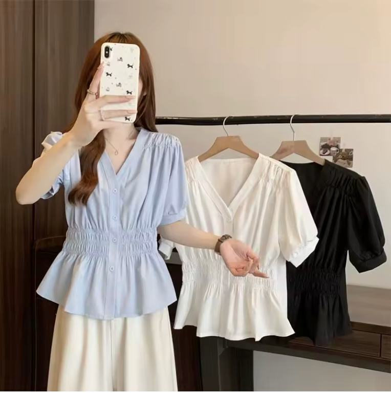 Blusa Elegante con Cintura Fruncida Abelor
