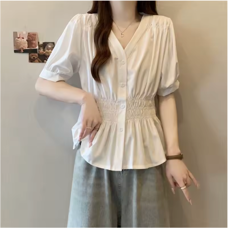 Blusa Elegante con Cintura Fruncida Abelor